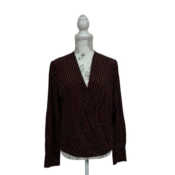 Diane‎ Von Furstenberg Dot Print Silk Drape Front Blouse Size 10 - Picture 5 of 12
